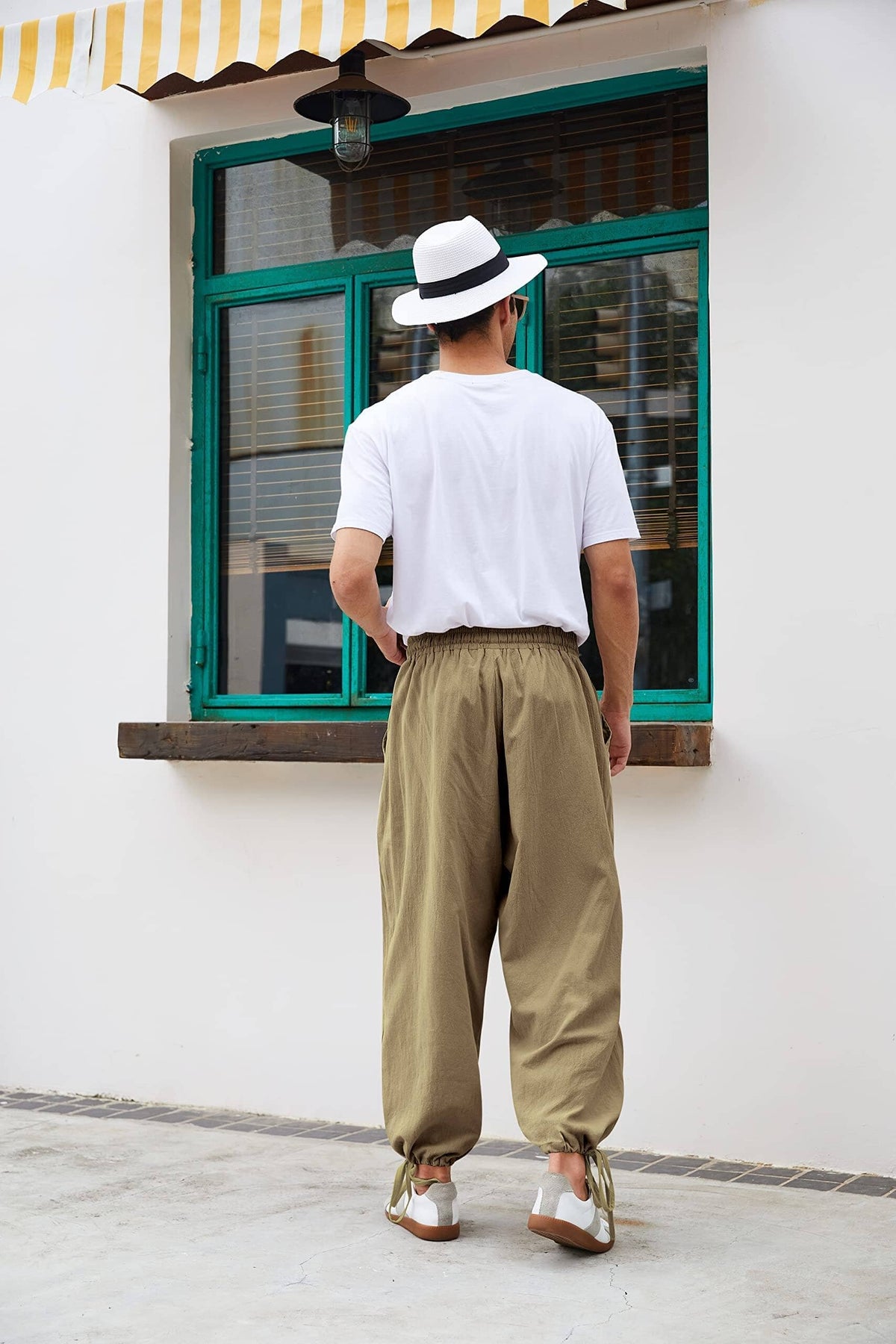 Pantalón harem estilo lino y algodón