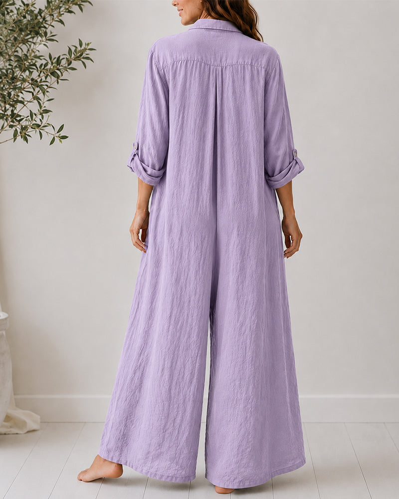 Mono camisero de algodón y lino