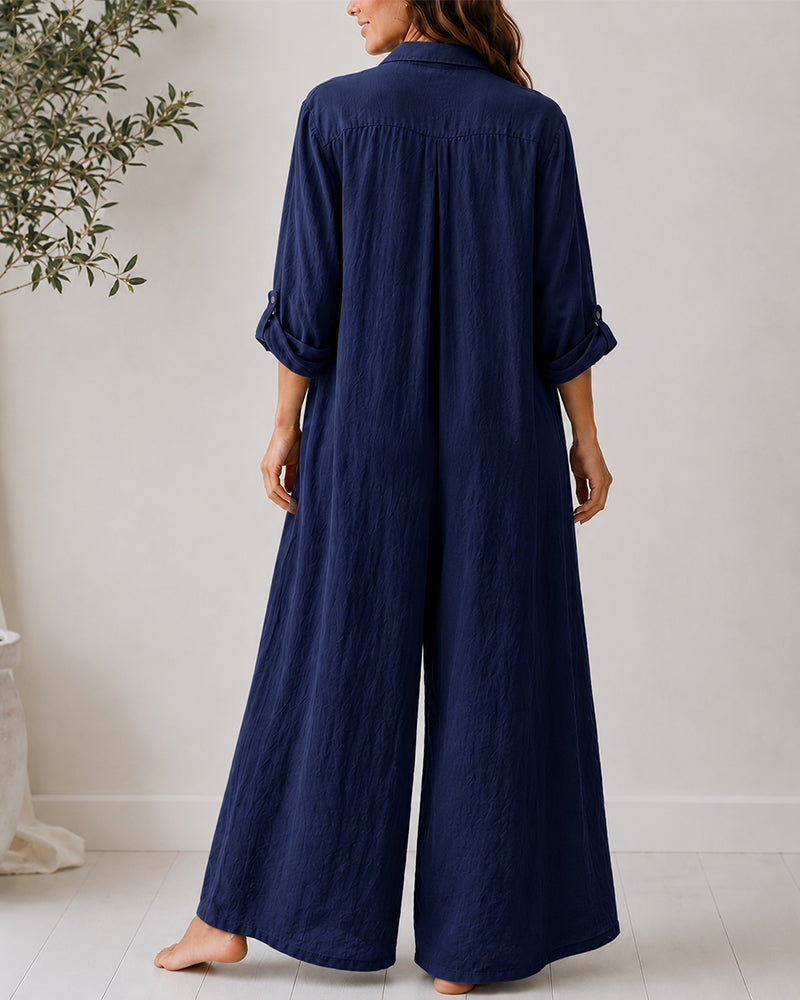 Mono camisero de algodón y lino