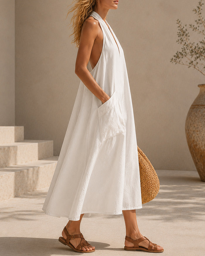 Vestido maxi halter con espalda descubierta
