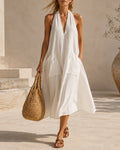 Vestido maxi halter con espalda descubierta