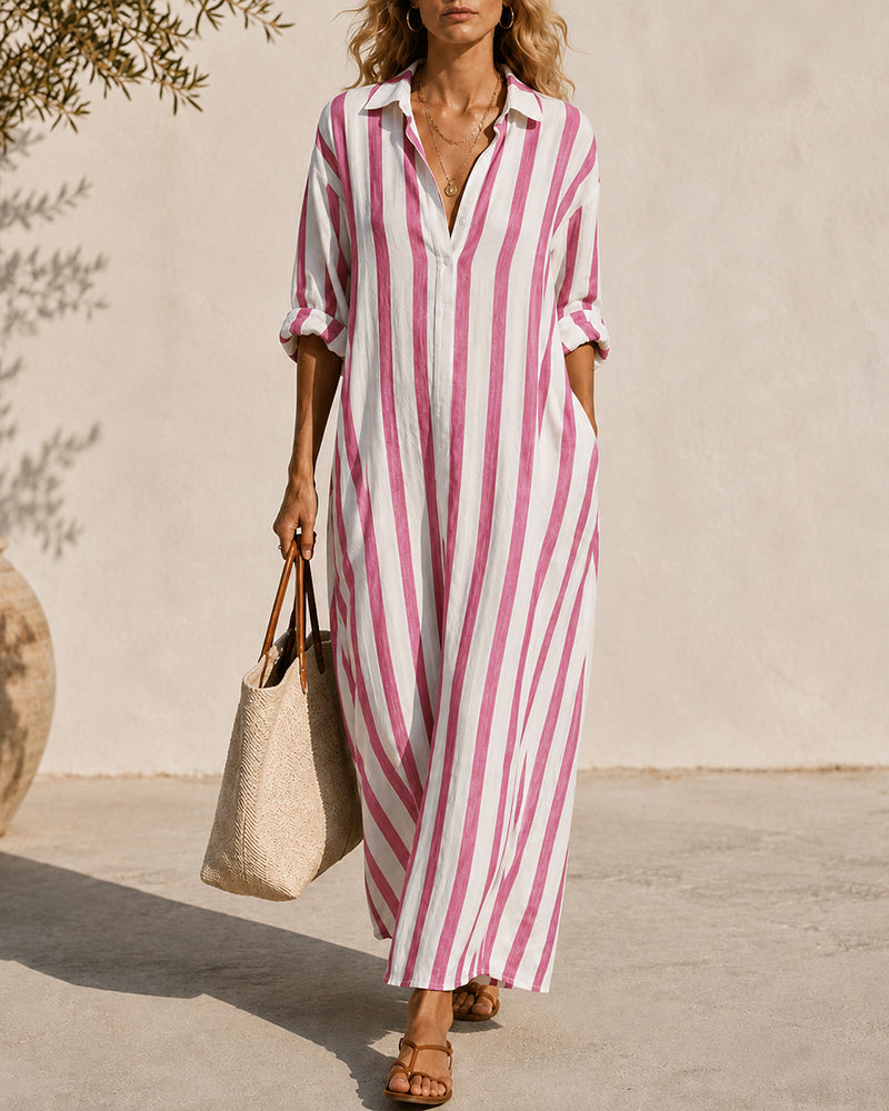 Vestido maxi a rayas costero
