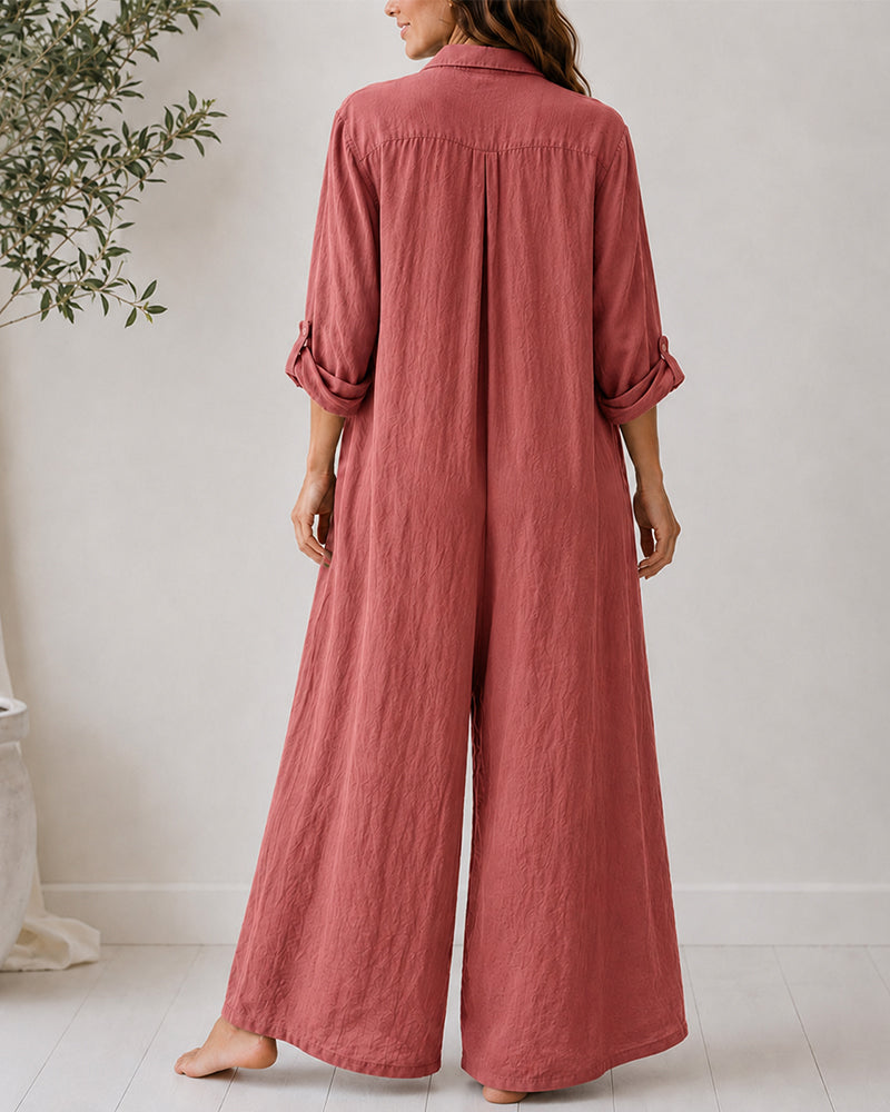 Mono camisero de algodón y lino