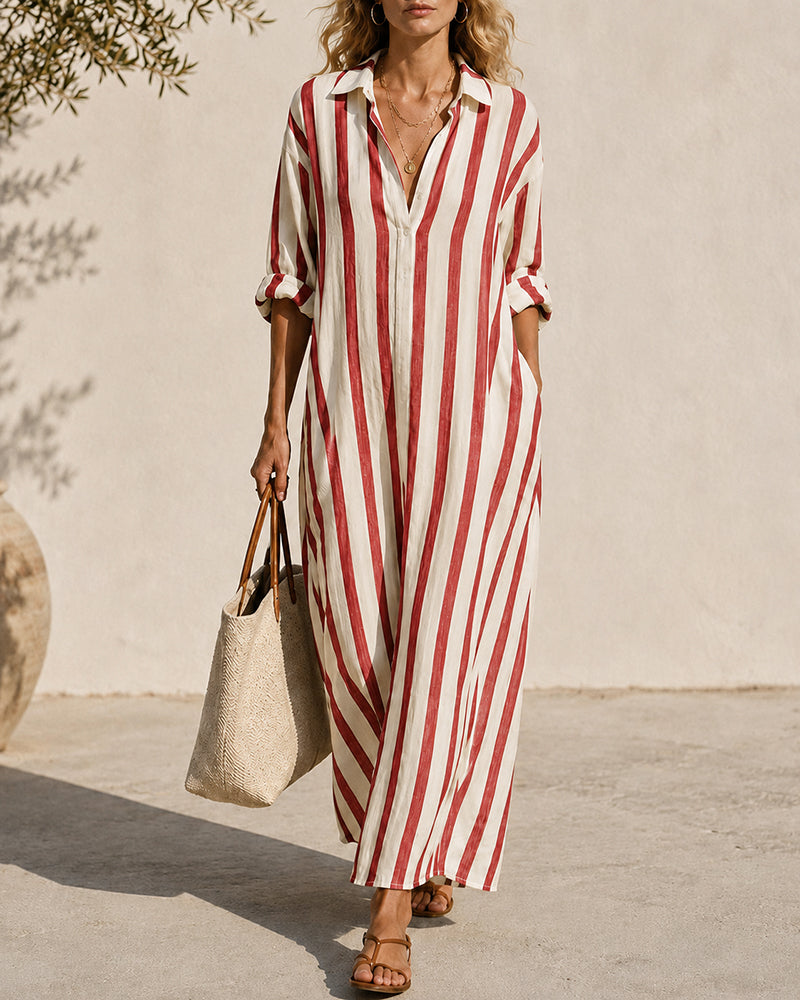 Vestido maxi a rayas costero