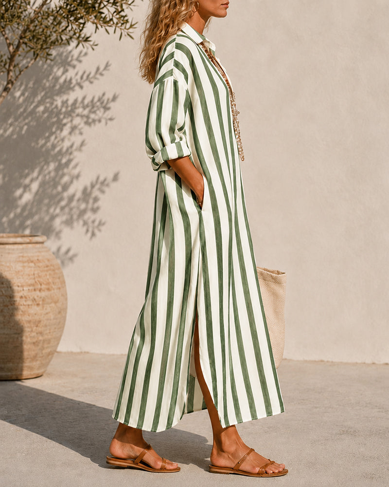 Vestido maxi a rayas costero