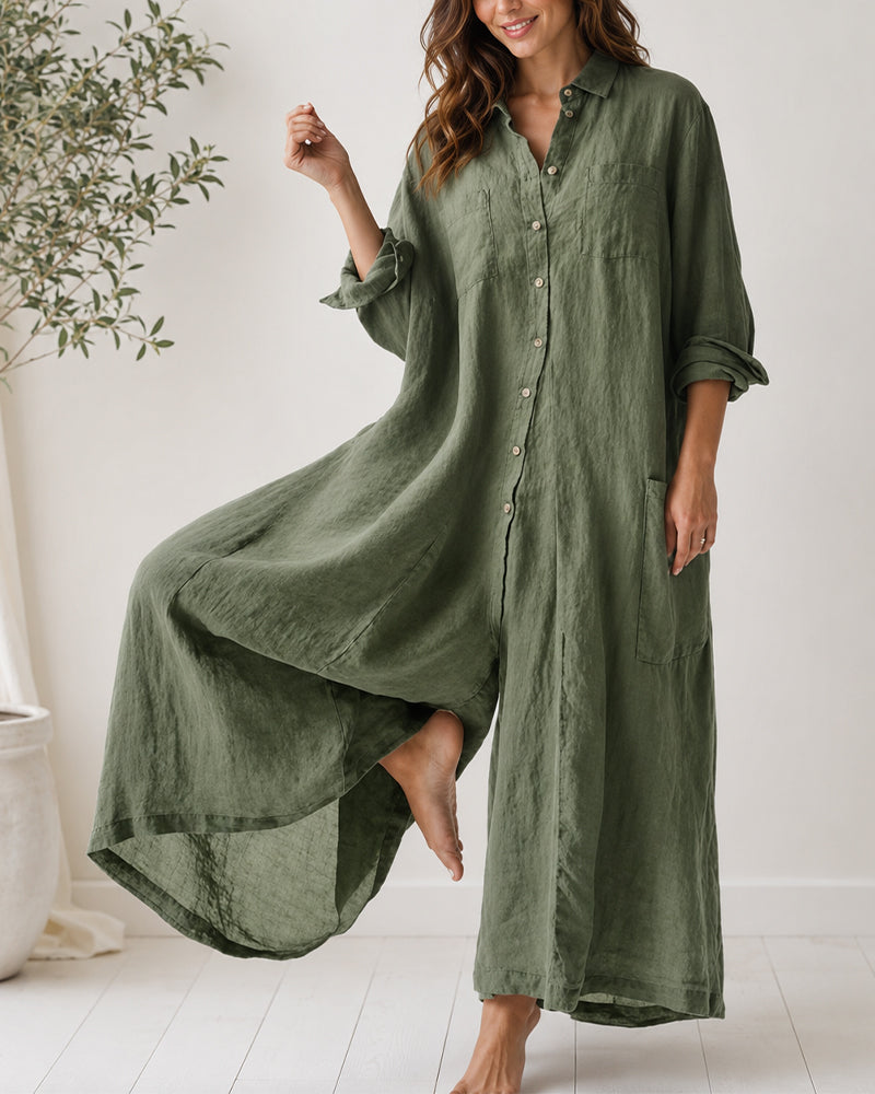 Mono camisero de algodón y lino