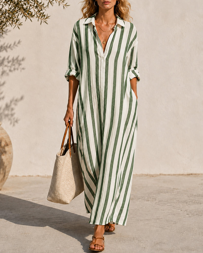 Vestido maxi a rayas costero