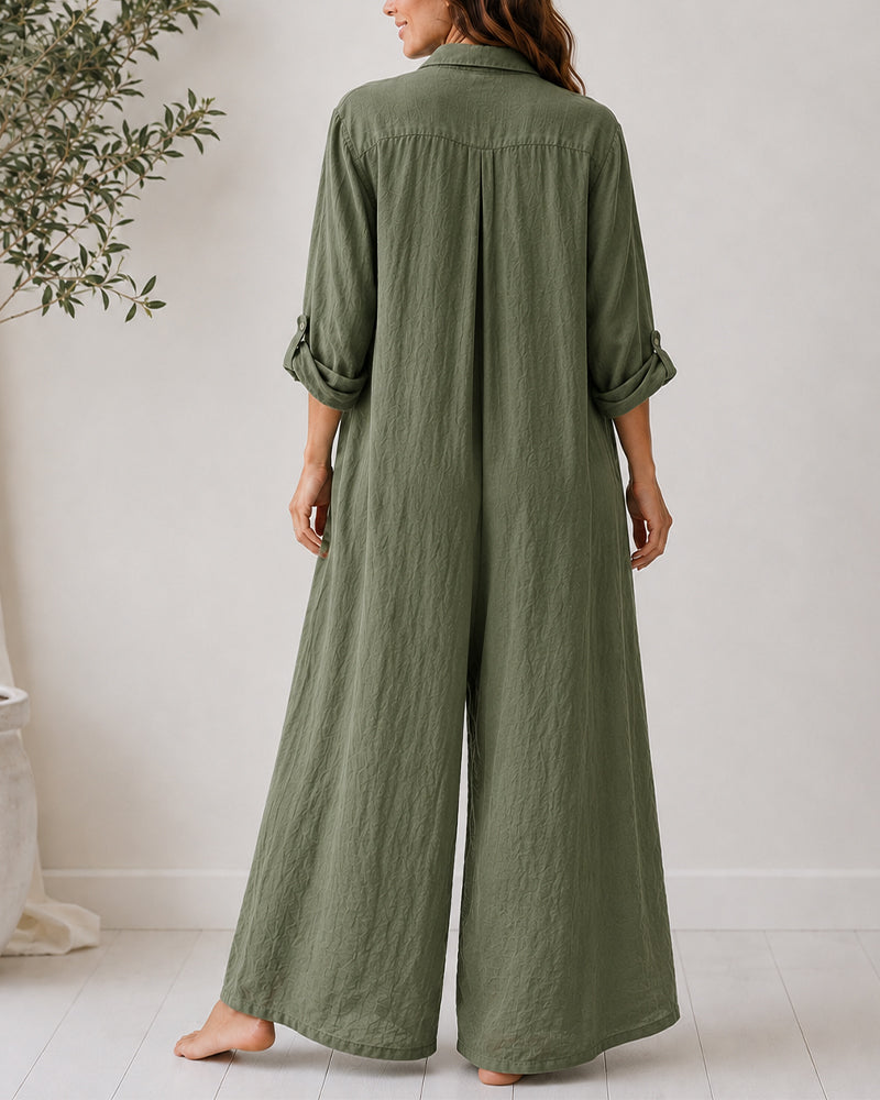 Mono camisero de algodón y lino