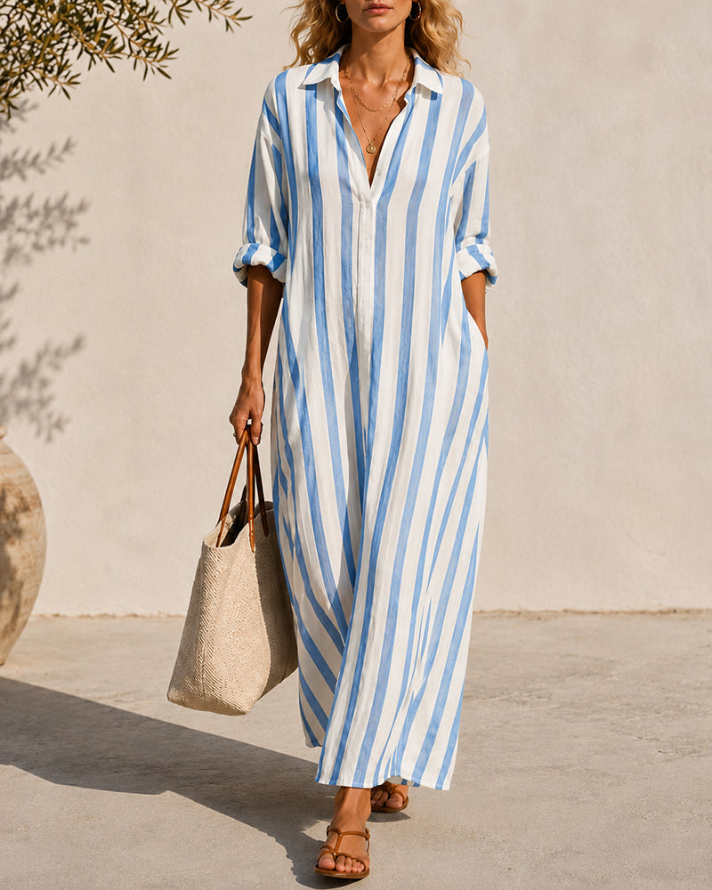 Vestido maxi a rayas costero