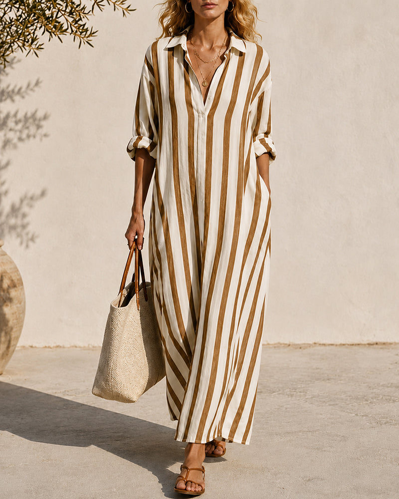 Vestido maxi a rayas costero