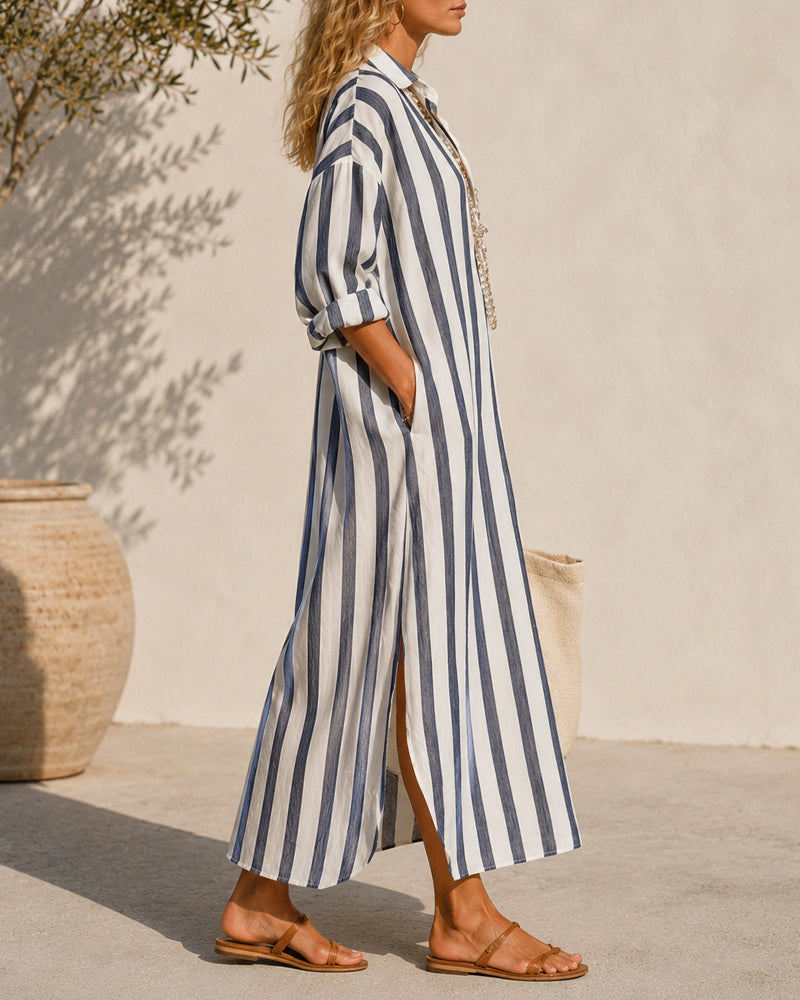 Vestido maxi a rayas costero