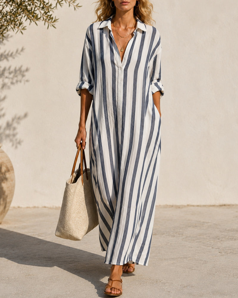Vestido maxi a rayas costero