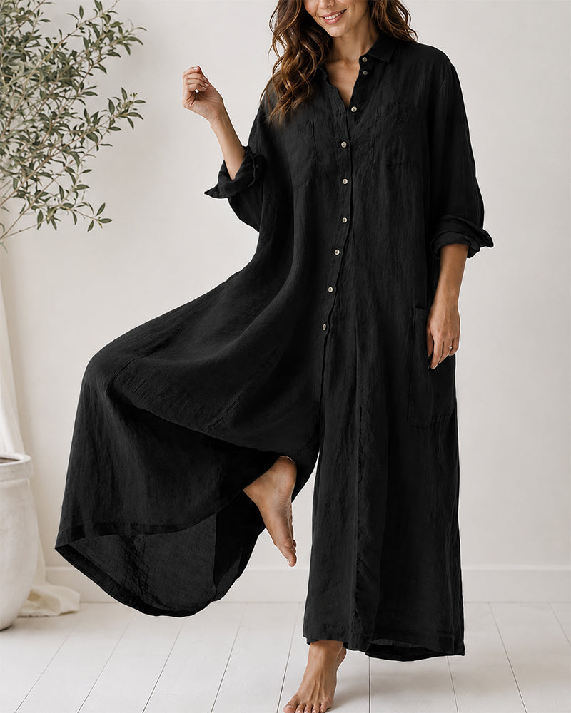 Mono camisero de algodón y lino
