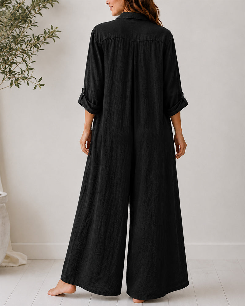 Mono camisero de algodón y lino