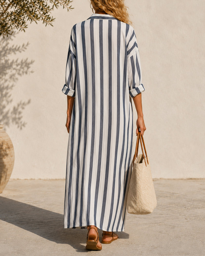 Vestido maxi a rayas costero