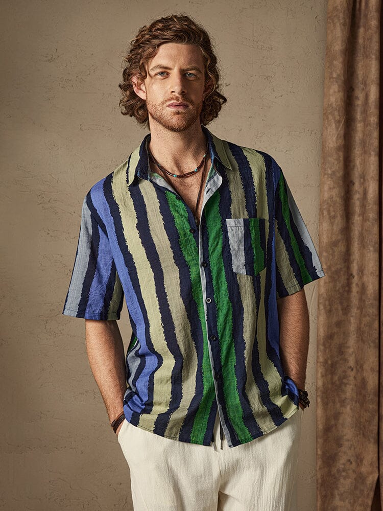 Camisa de playa de algodón a rayas