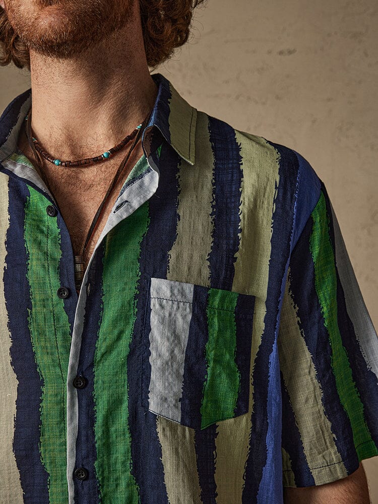 Camisa de playa de algodón a rayas