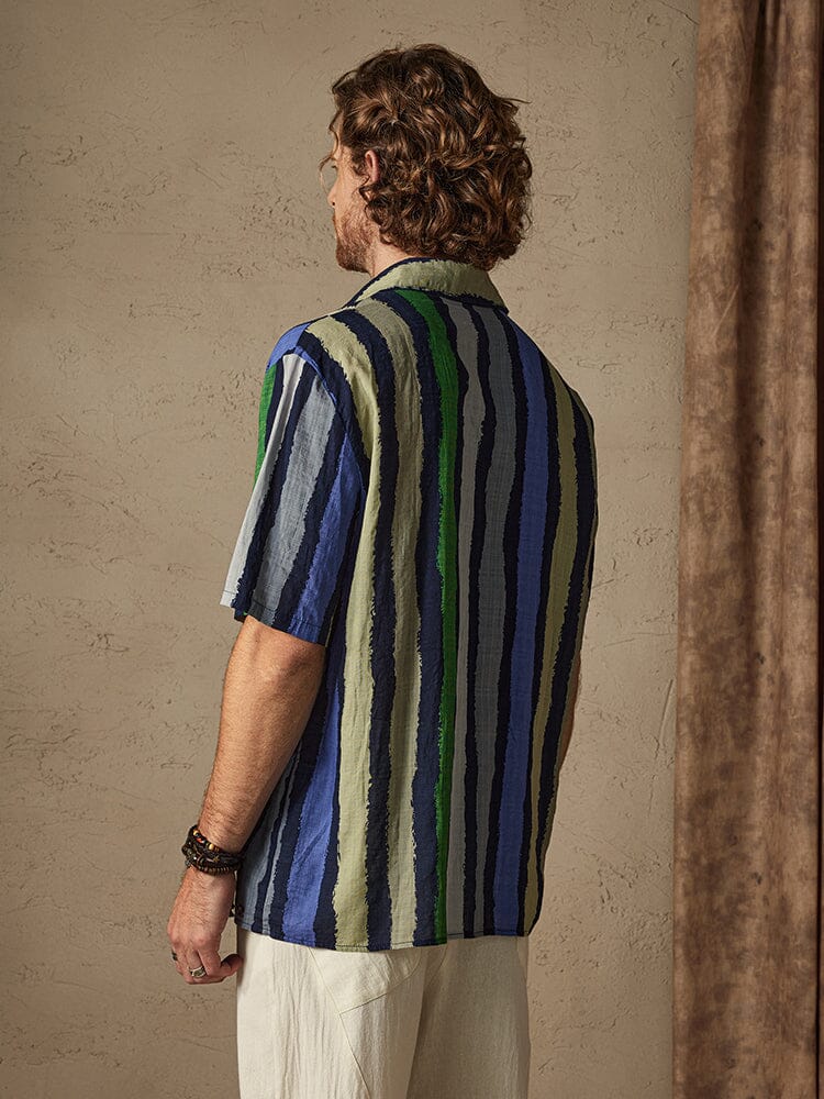 Camisa de playa de algodón a rayas