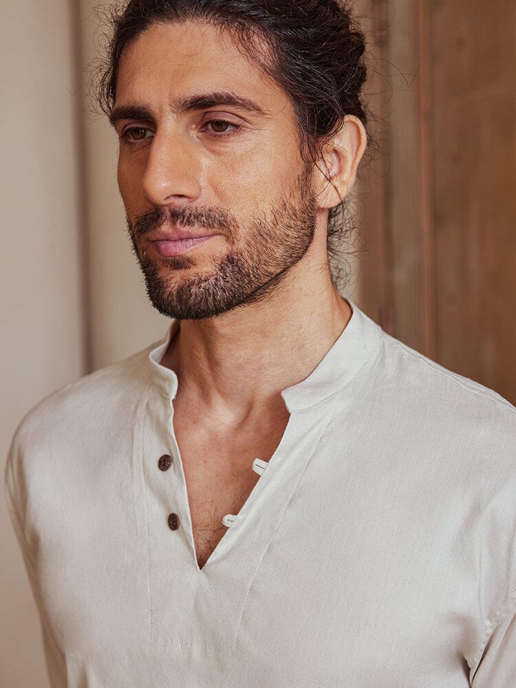 Camisa casual de mezcla de lino