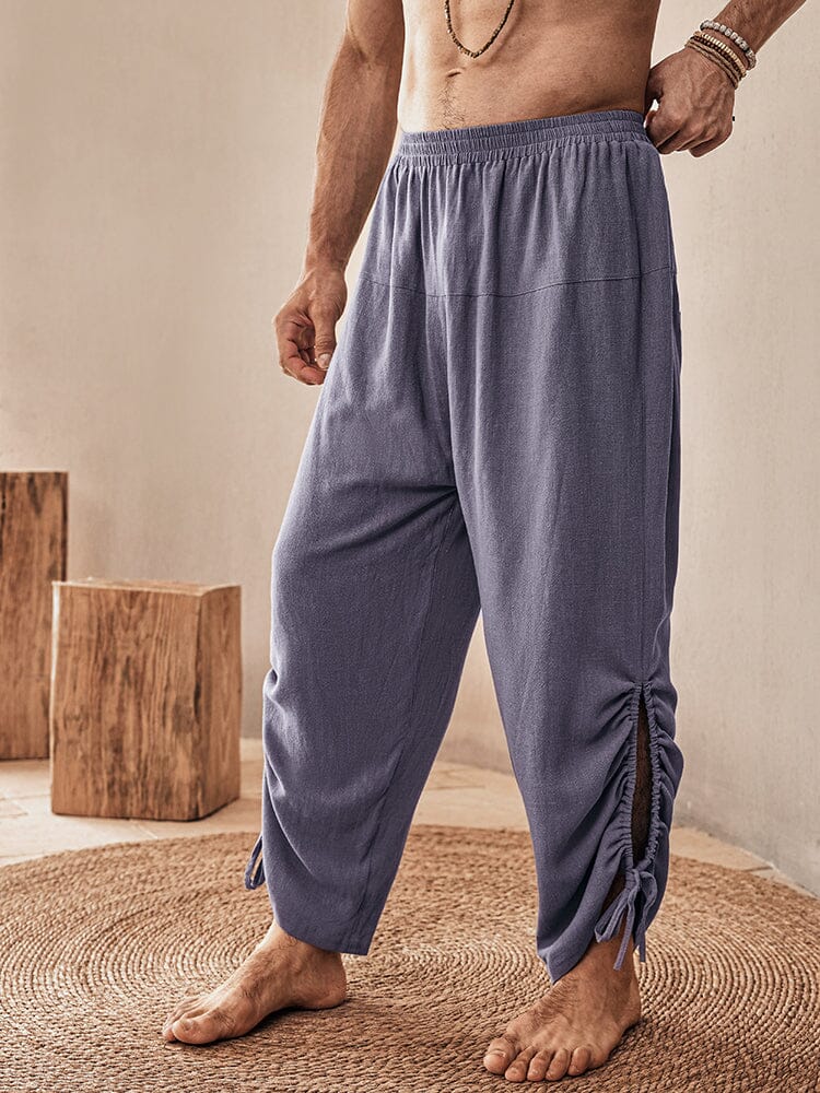 Pantalón holgado de lino y viscosa