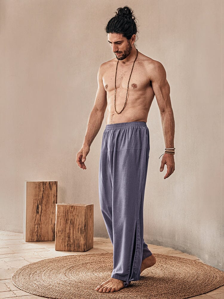 Pantalón holgado de lino y viscosa
