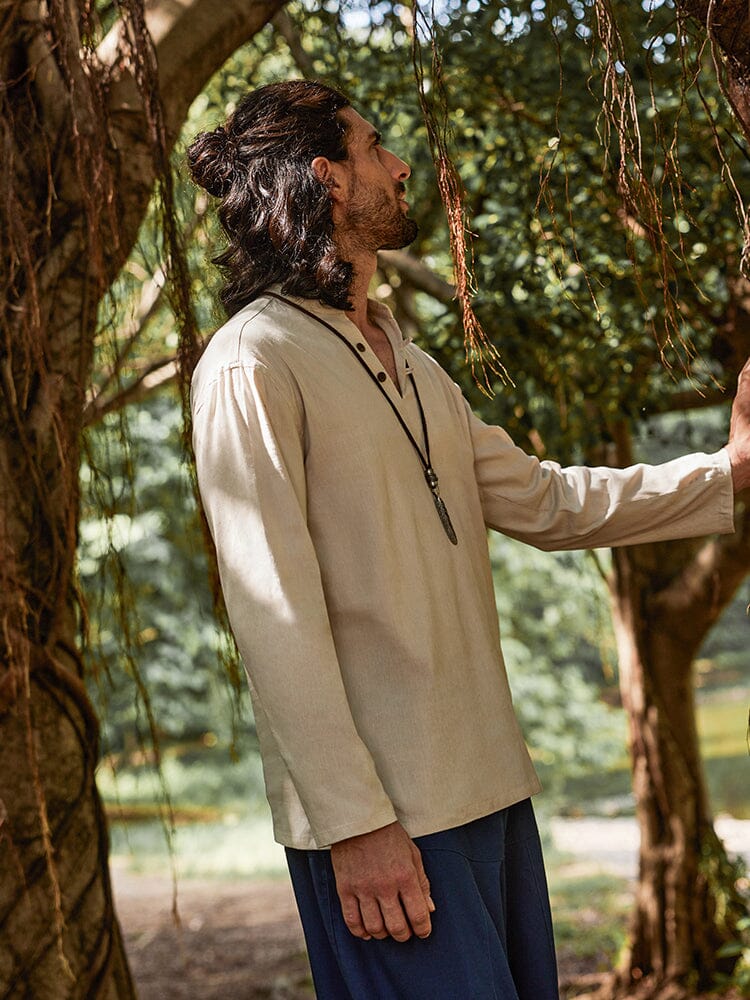 Camisa casual de mezcla de lino