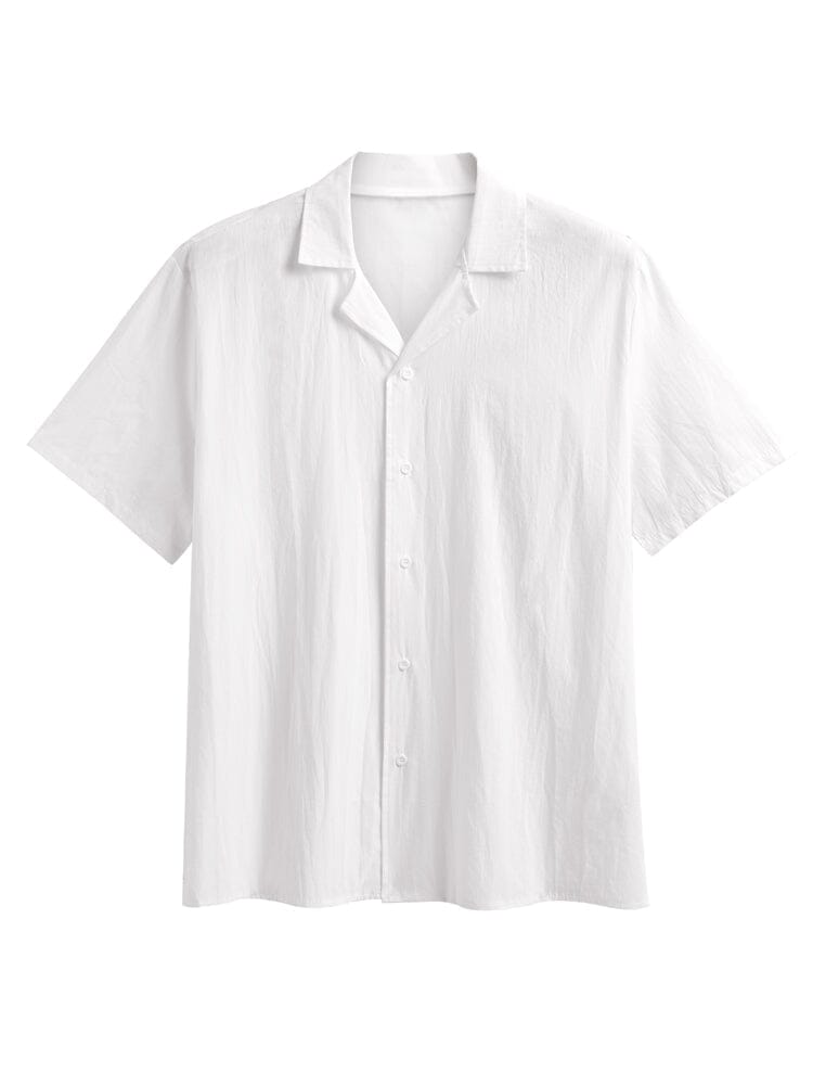 Camisa casual clásica de algodón y lino con botones