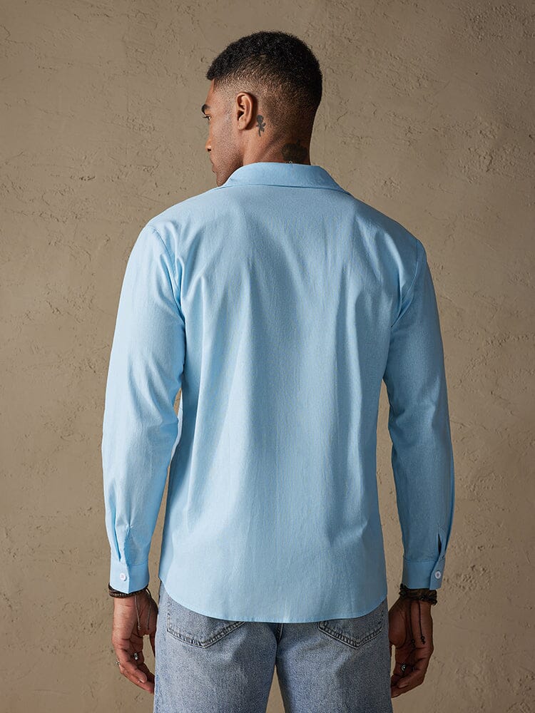Camisa casual de manga larga de algodón y lino