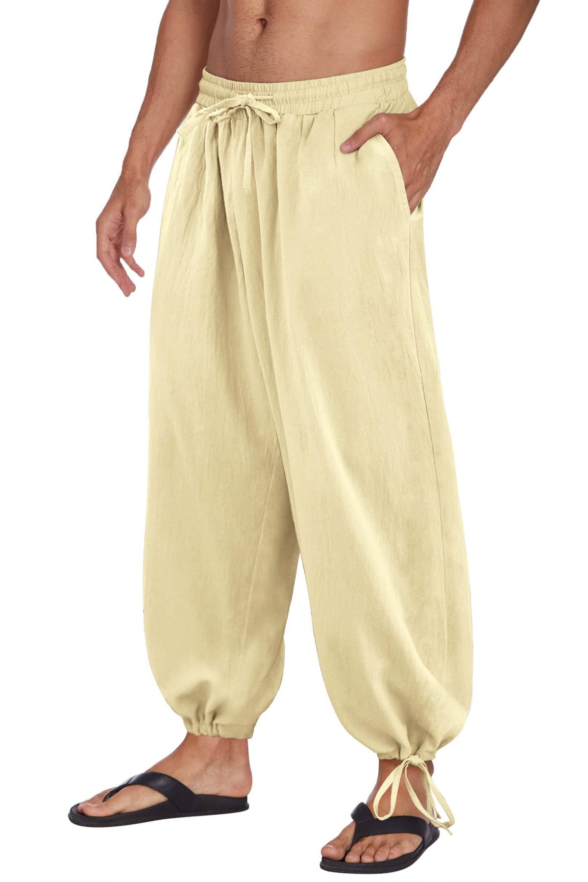 Pantalón harem estilo lino y algodón