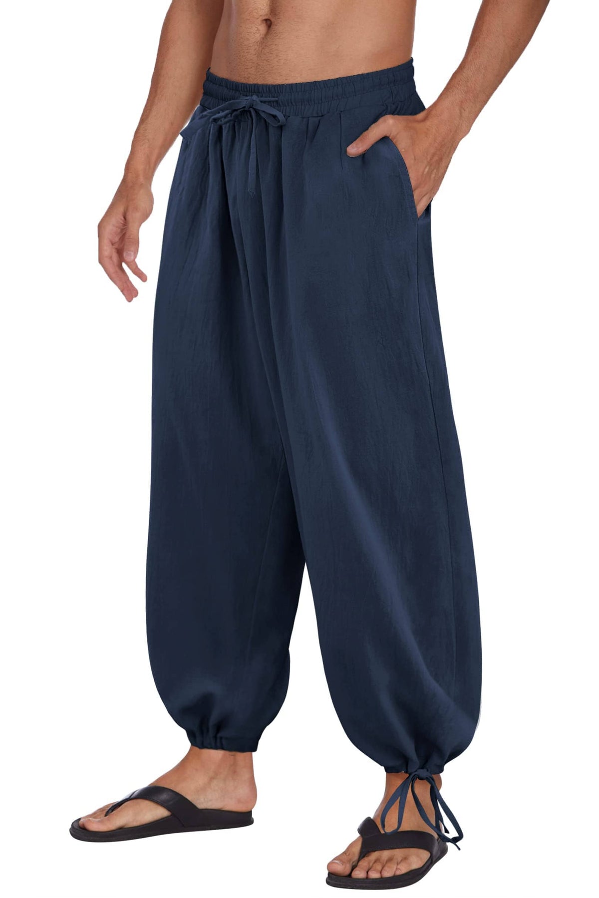 Pantalón harem estilo lino y algodón