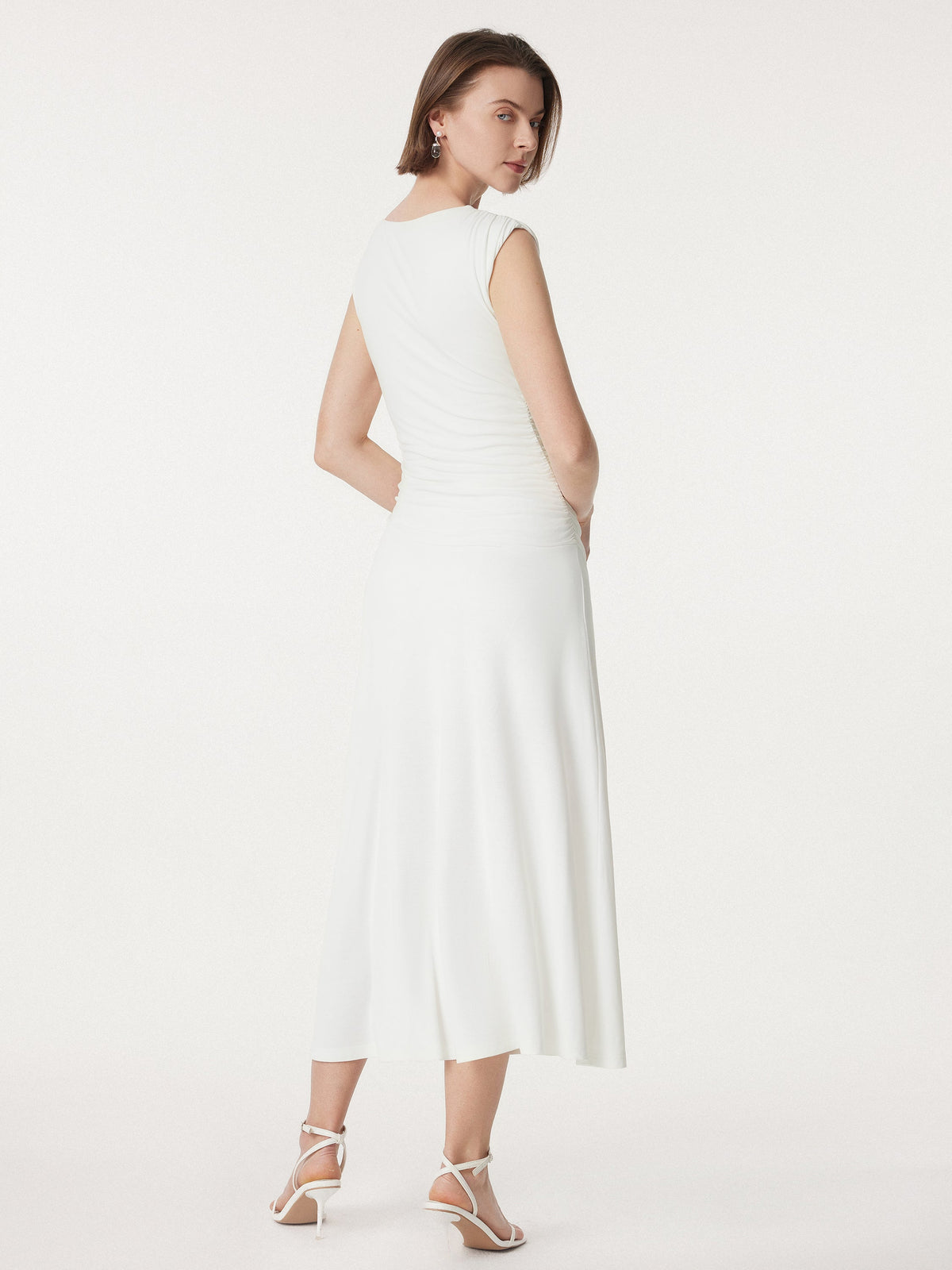 Vestido maxi fruncido lateral de sensación fresca