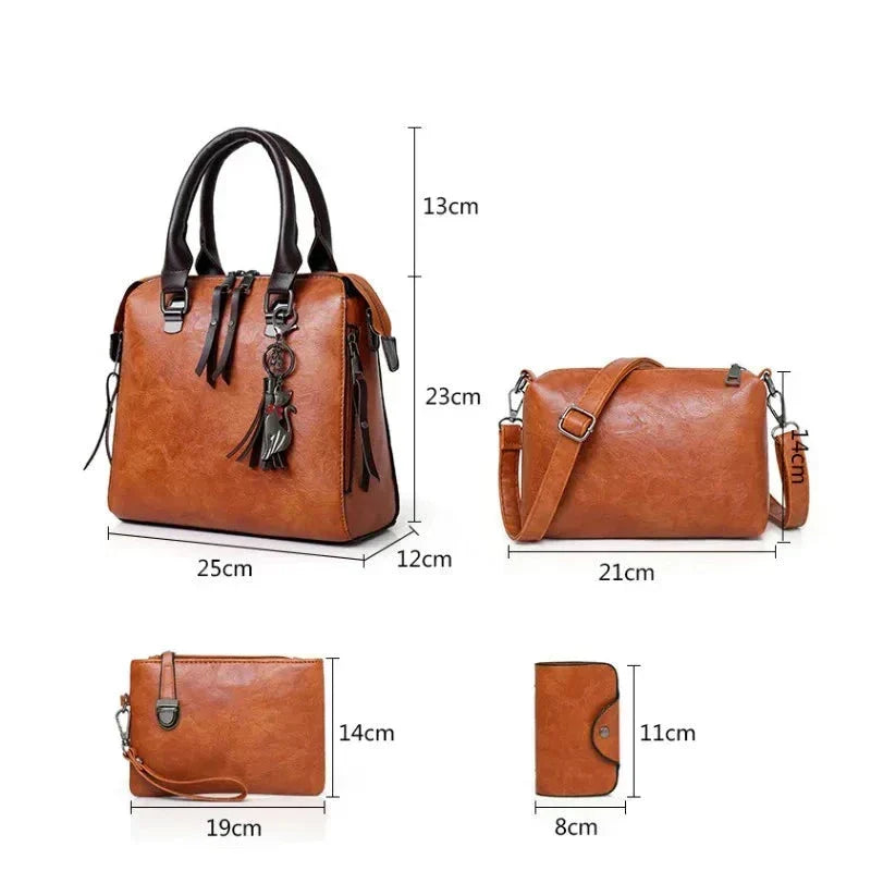 Kit premium de piel: bolso, cartera y clutch