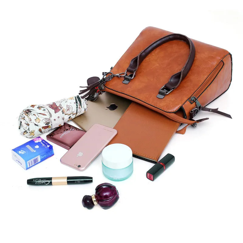 Kit premium de piel: bolso, cartera y clutch