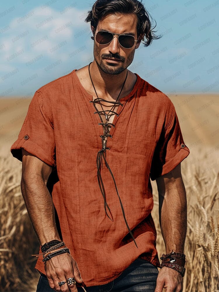 Top boho de algodón con cordón