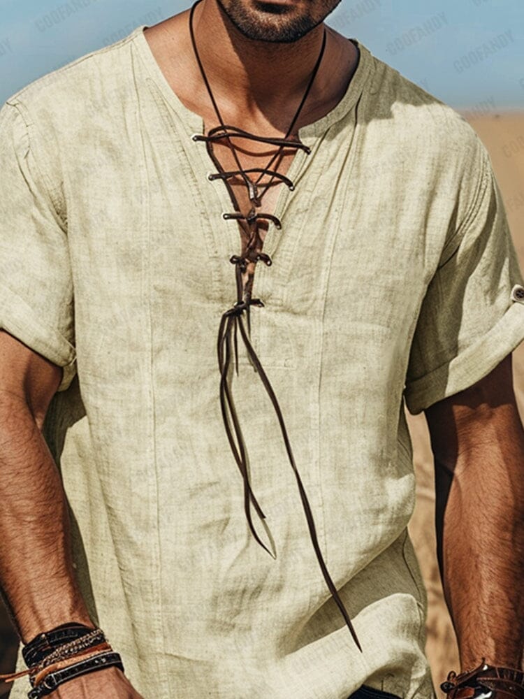 Top boho de algodón con cordón