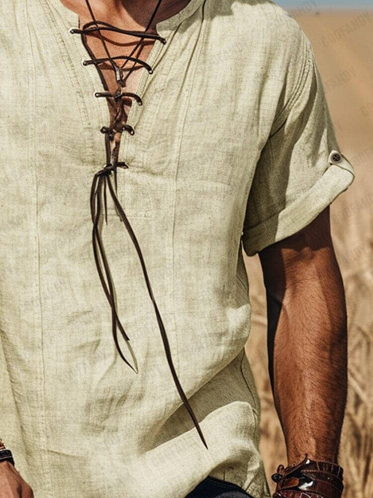 Top boho de algodón con cordón