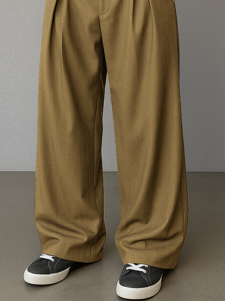 Pantalón recto moderno con ribete contraste