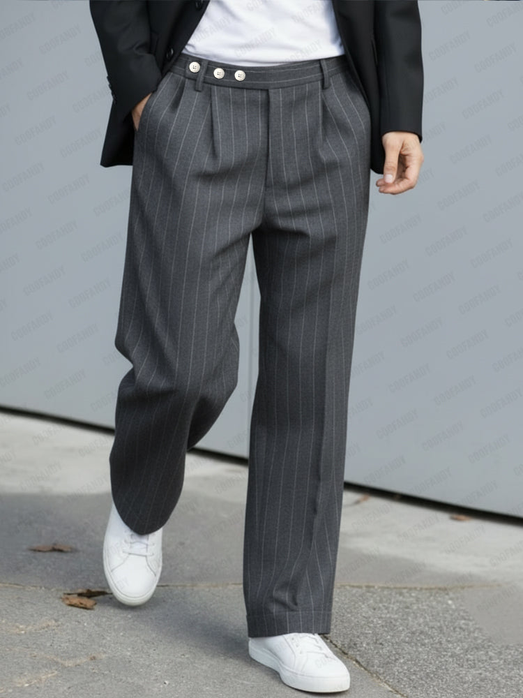 Pantalón ancho plisado de raya diplomática