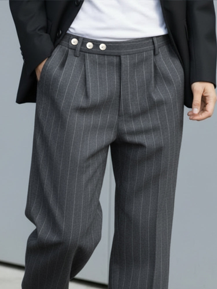 Pantalón ancho plisado de raya diplomática