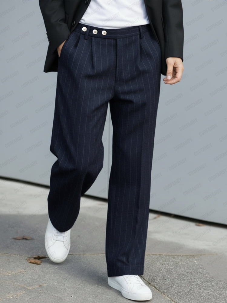 Pantalón ancho plisado de raya diplomática