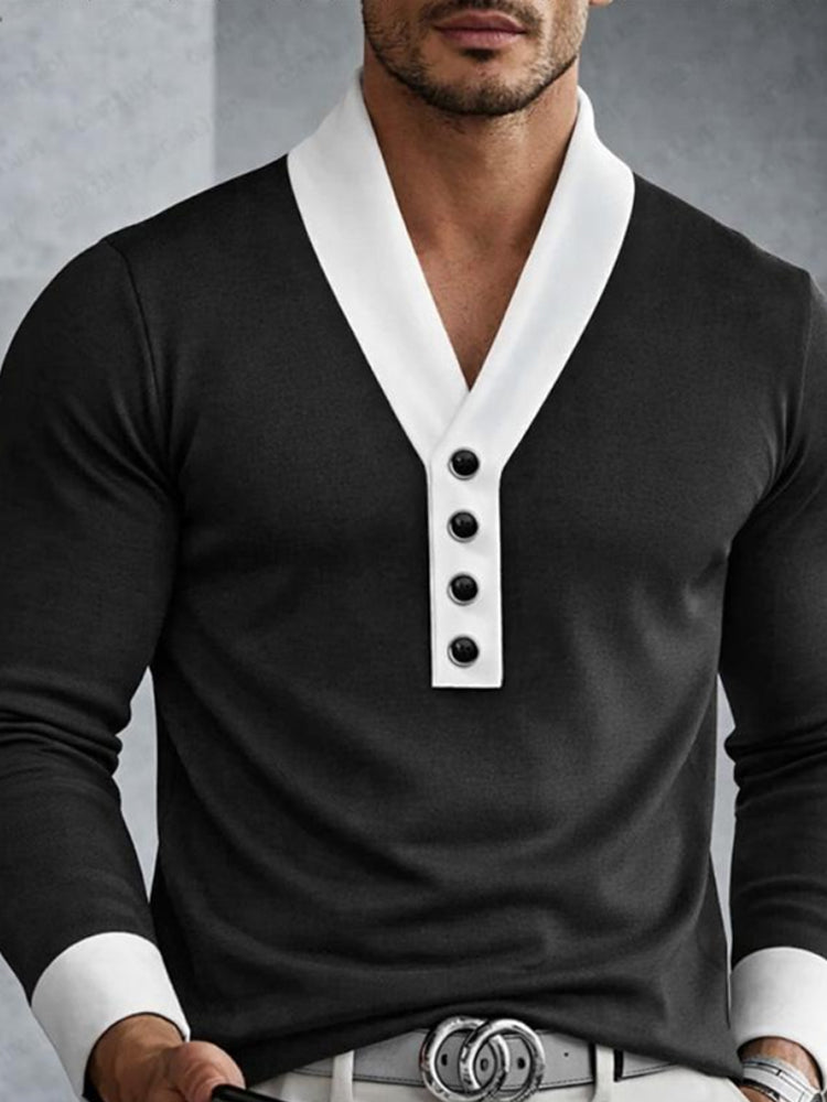 Camiseta interior casual con cuello en contraste