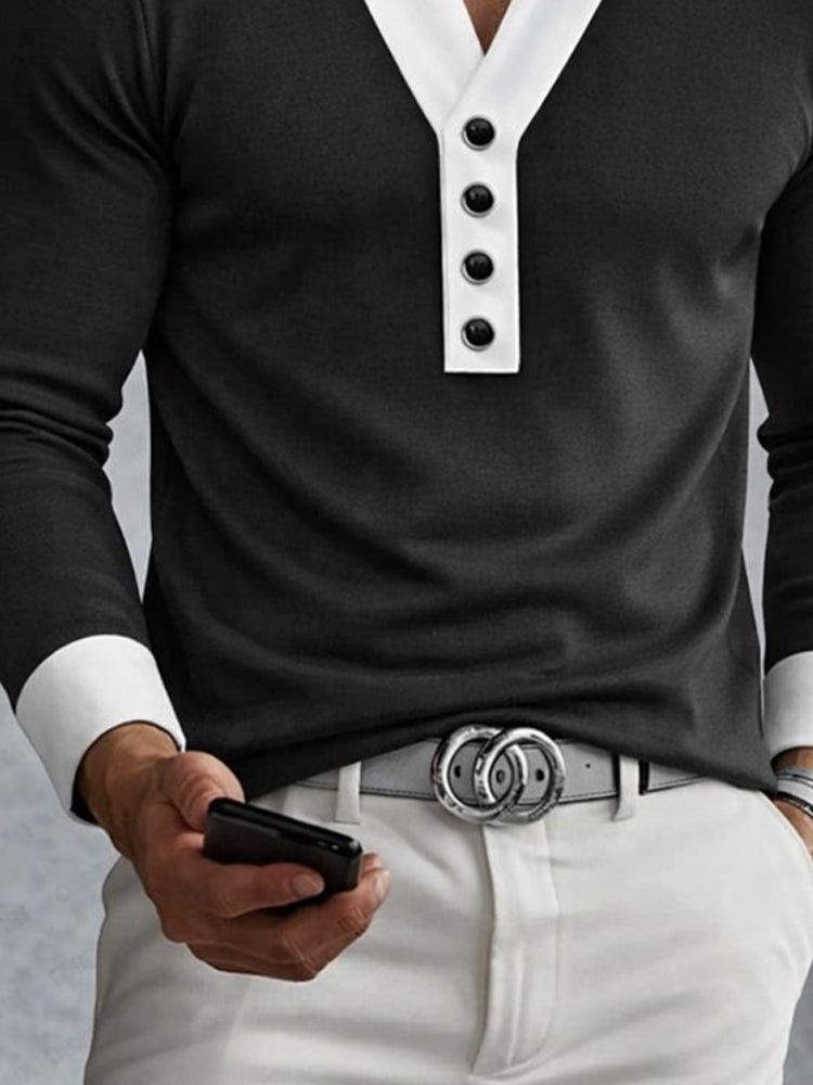 Camiseta interior casual con cuello en contraste