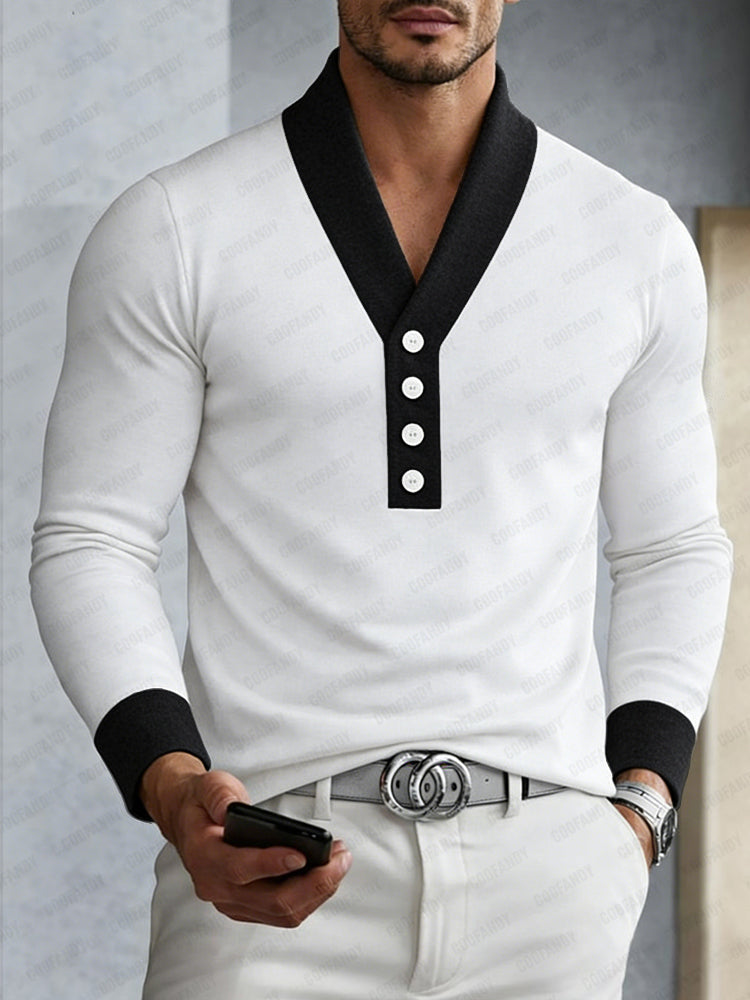Camiseta interior casual con cuello en contraste