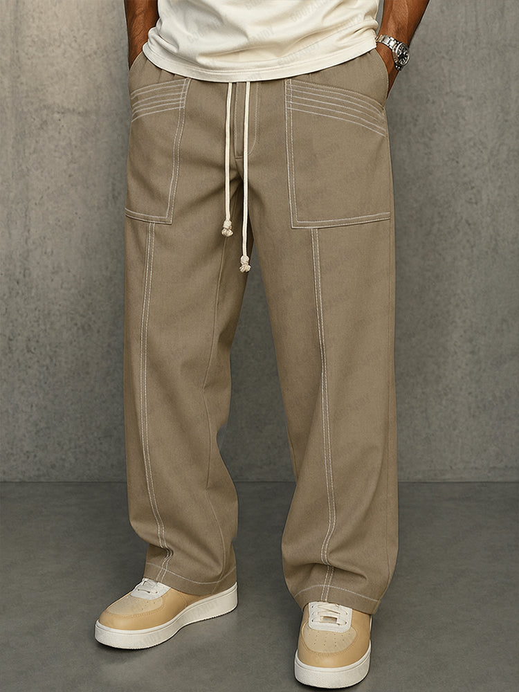 Pantalón urbano con costuras contraste