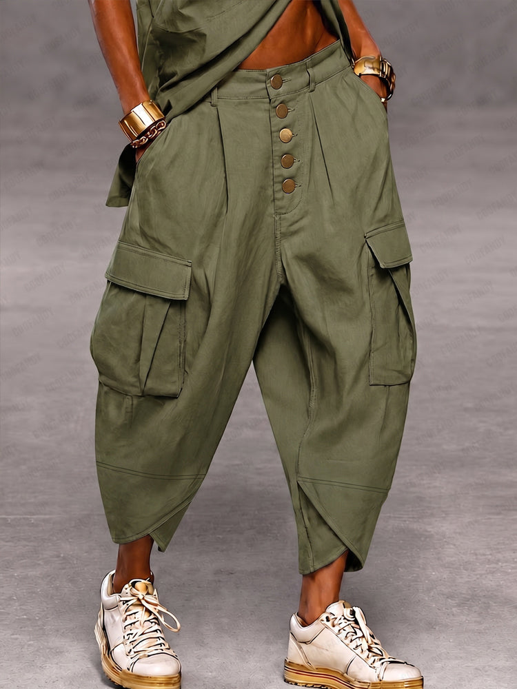 Pantalón harem cargo de entrepierna caída