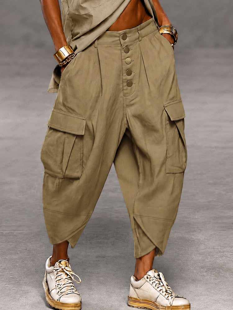 Pantalón harem cargo de entrepierna caída