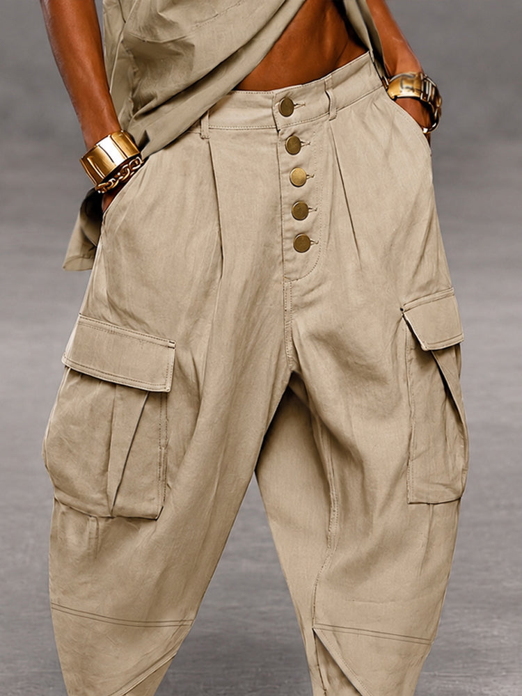 Pantalón harem cargo de entrepierna caída