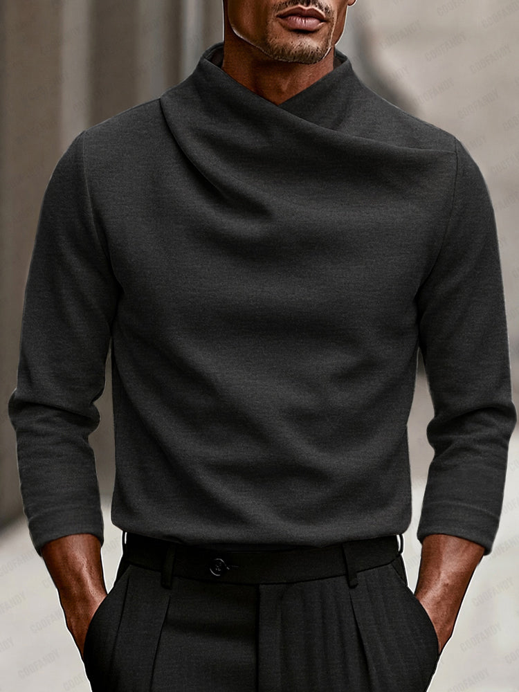 Top moderno de cuello alto cruzado con elasticidad