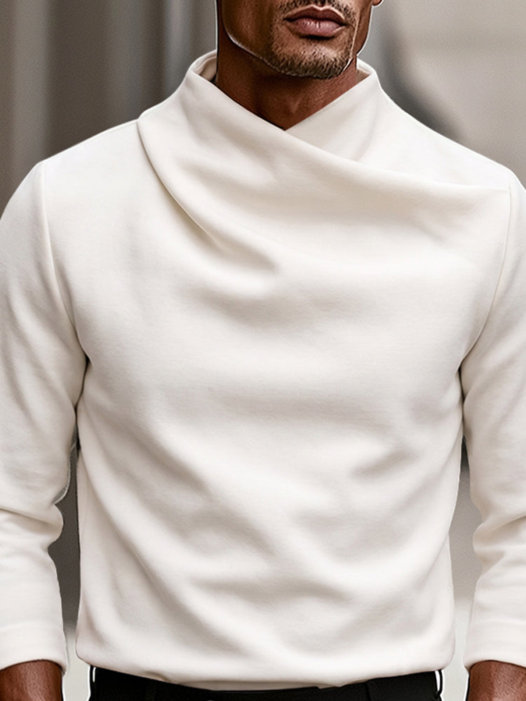 Top moderno de cuello alto cruzado con elasticidad