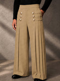 Pantalón de vestir con pliegues y botones